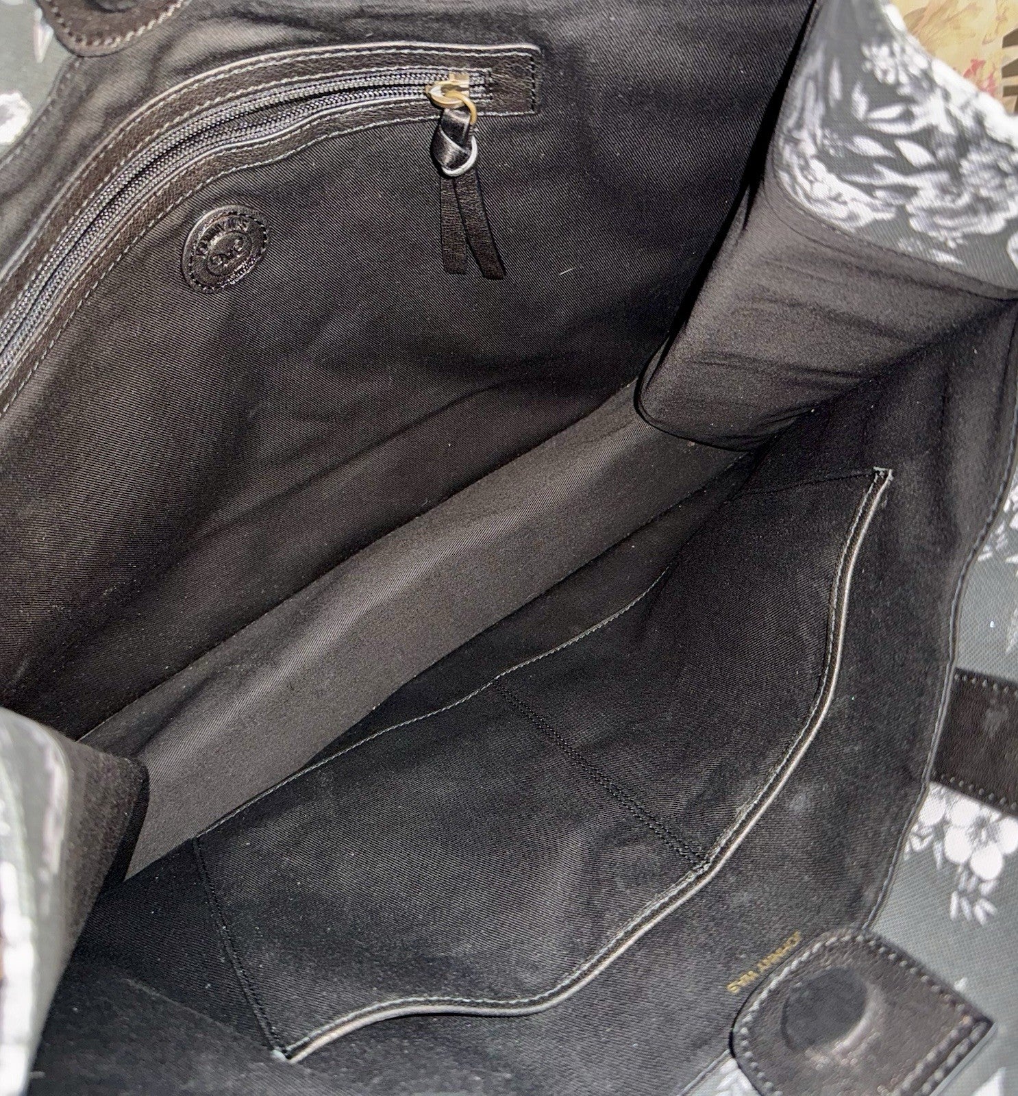 Johnny Was Black & White Coated Canvas Dreamer Bag Purse Tote Leather $428 Johnny Was