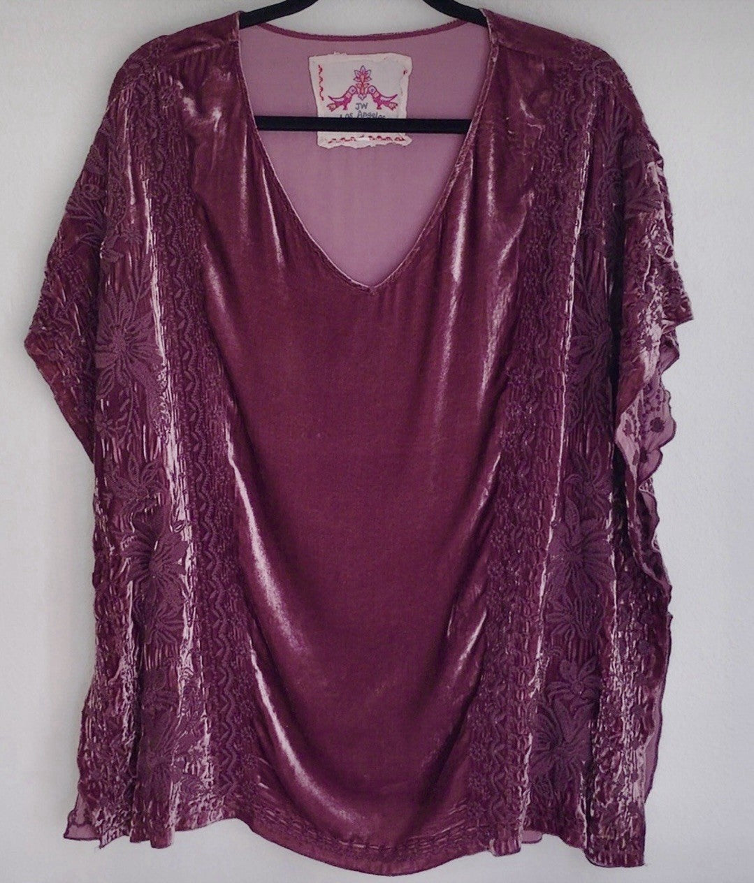 Johnny Was XL Velvet Purple Plum Poncho Top Tunic Embroidered Bohemian Johnny Was