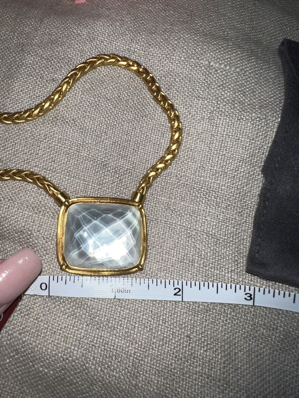 Julie Vos White/Clear Iridescent Pendant 24k Gold Plate Chain Necklace