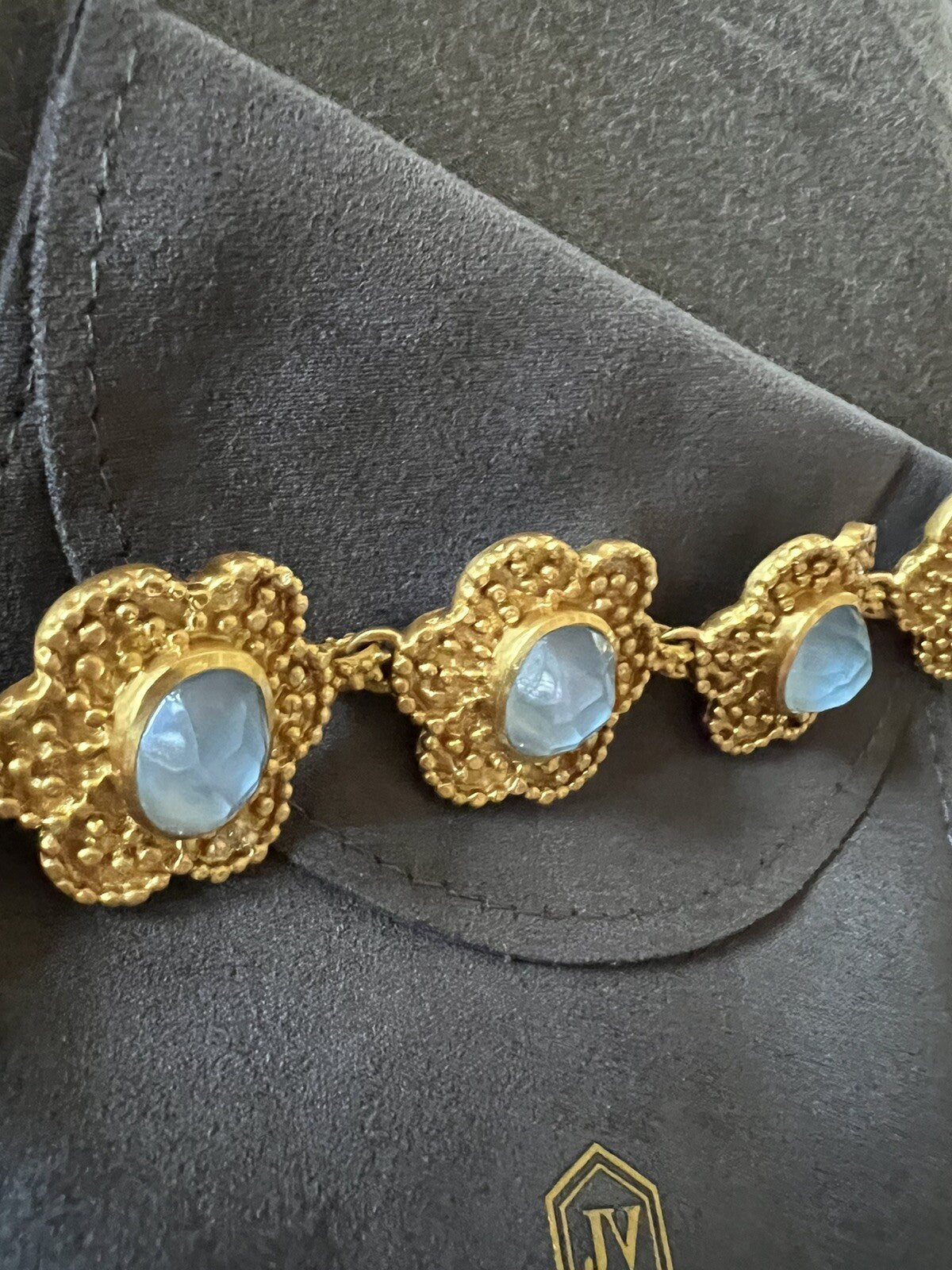 Julie Vos Chalcedony Blue Iridescent Colette Flower Link Toggle Bracelet Julie Vos