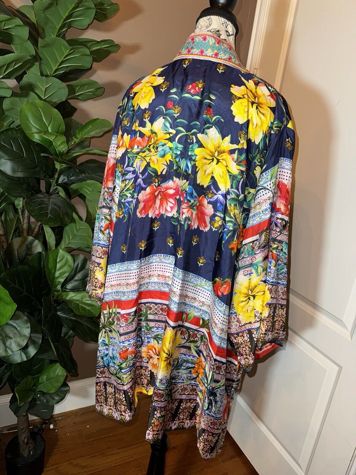 Johnny Was 2X 2XL 100% Silk REVERSIBLE Kimono Top Jacket Wrap Cardigan