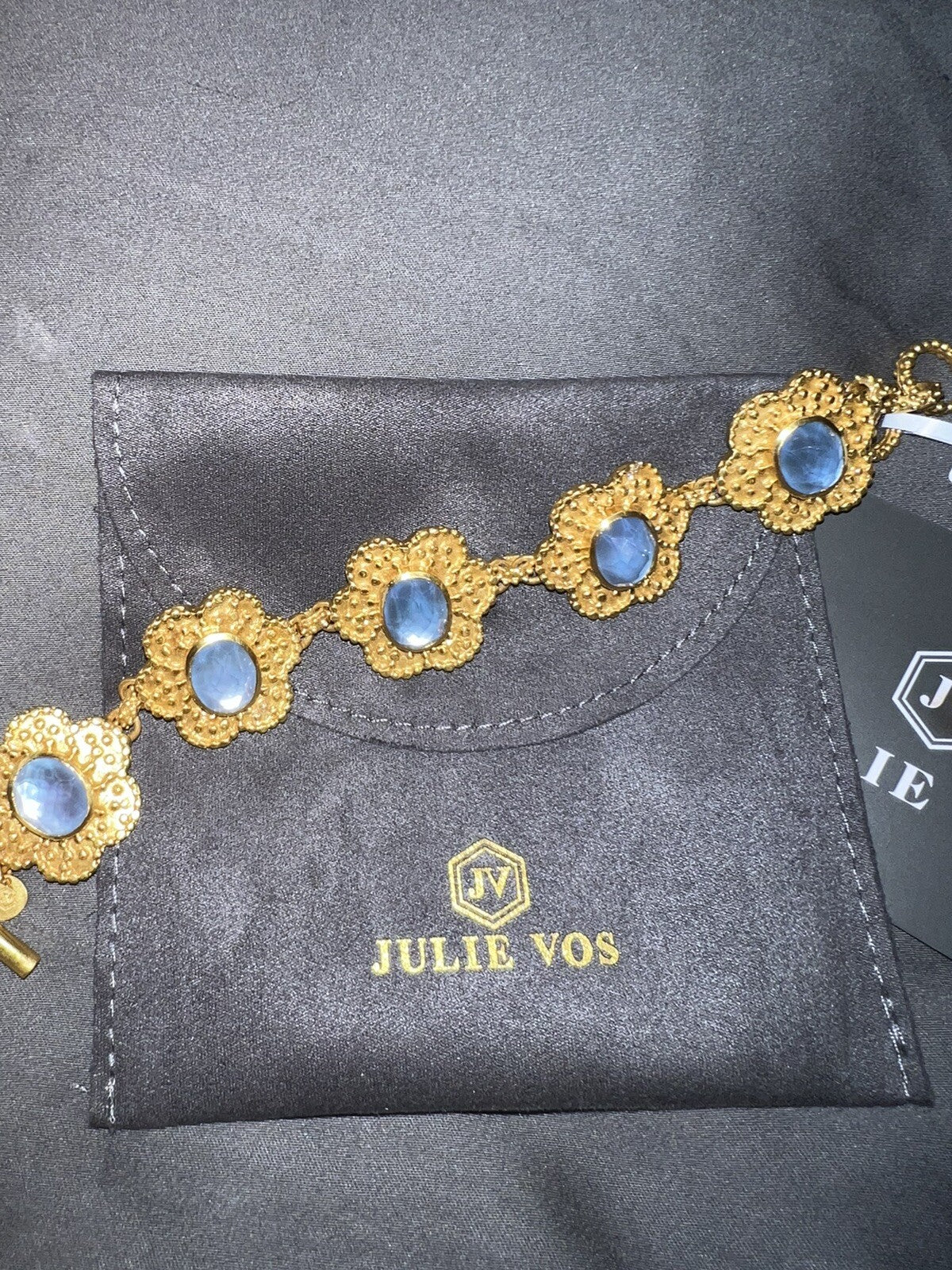 Julie Vos Chalcedony Blue Iridescent Colette Flower Link Toggle Bracelet Julie Vos