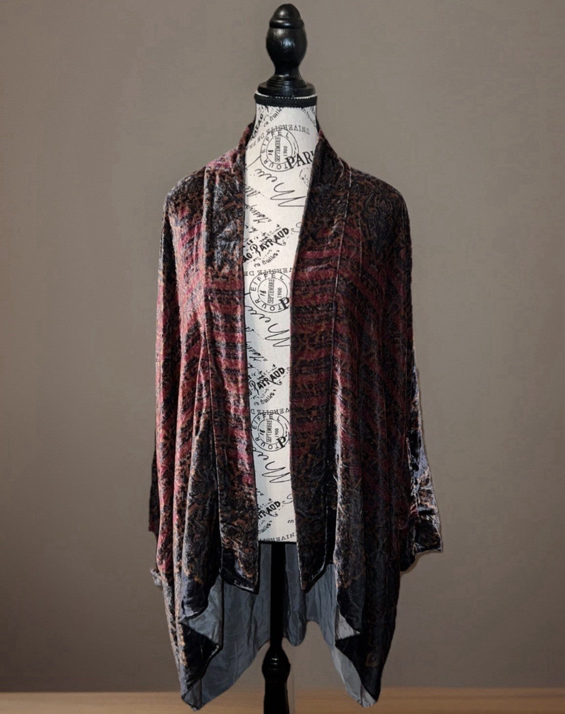 Johnny Was Black & Red Velvet Sz 3X 3XL Kimono Wrap Gorgeous Colors Johnny Was