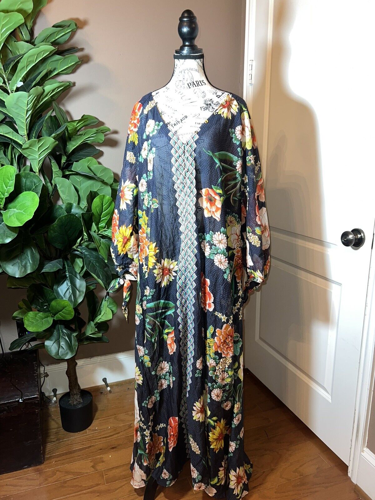 Johnny Was 1XL 1X XL Maxi Dress Cover Up Lightweight Floral Pattern