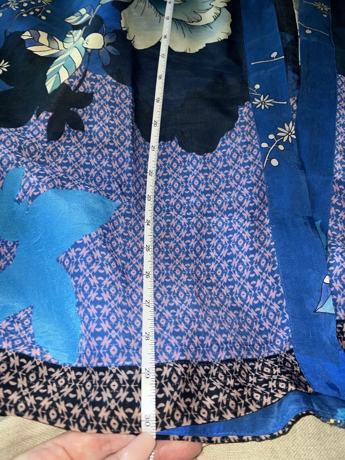 Johnny Was Silky Blue Floral Kimono Wrap Cardigan XL 1X 1XL Embroidered