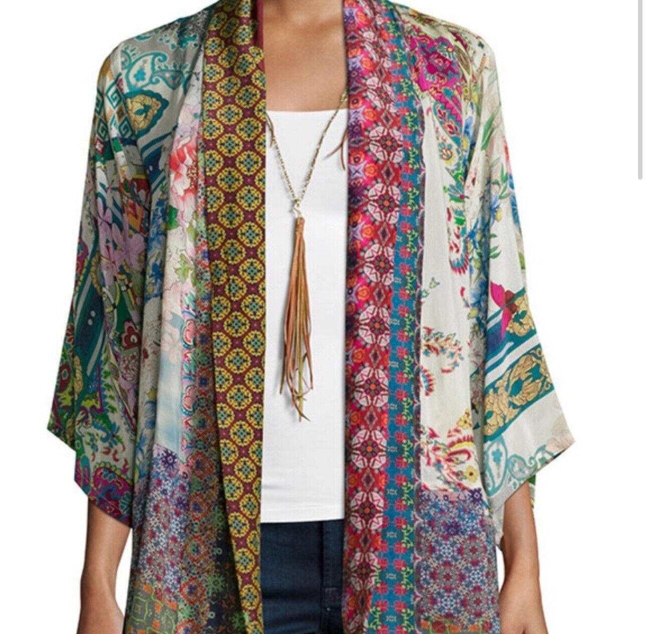 Johnny Was Silky Kimono Wrap Sz L Large Gorgeous Condition