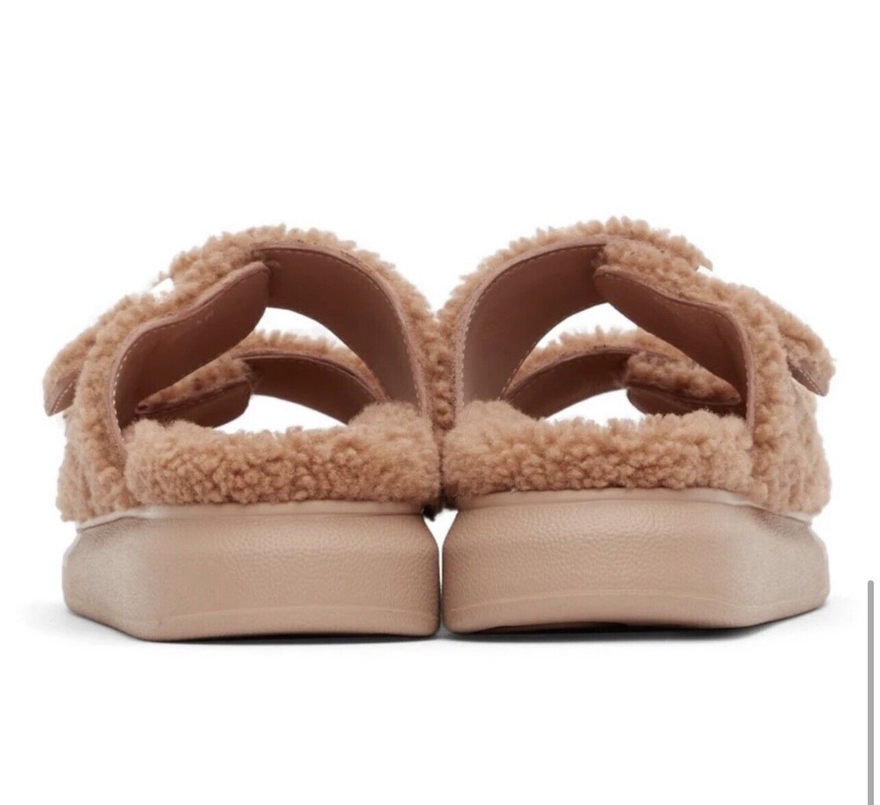 Alexander McQueen Double Strap Shearling Slides Sz 44 US 11  Retail $730