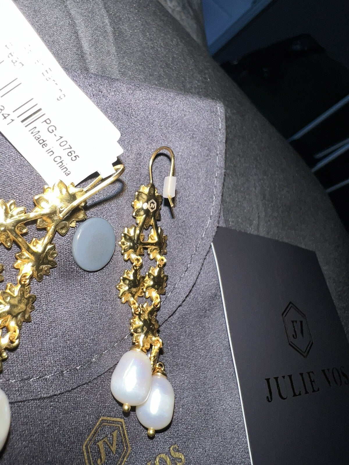 Julie Vos Flora Chandelier Drop Earrings 24k Gold Plated & Pearls Julie Vos