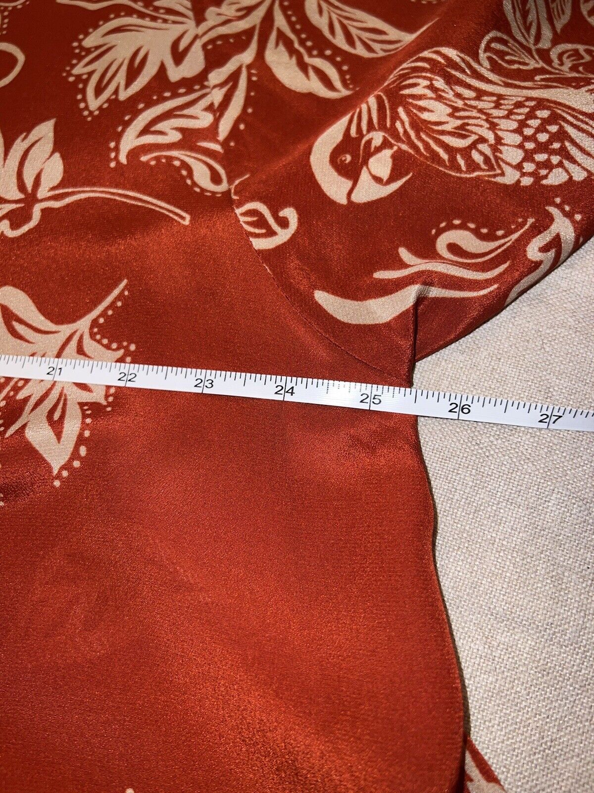 New Johnny Was 100% Silk Kimono XL 1X Embroidered Cinnamon Red W Pockets