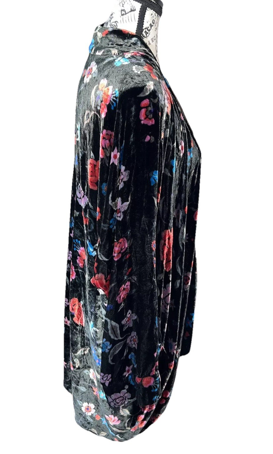 Johnny Was Black & Red Velvet XL Kimono Wrap Jacket Duster Coat Bohemian Johnny Was