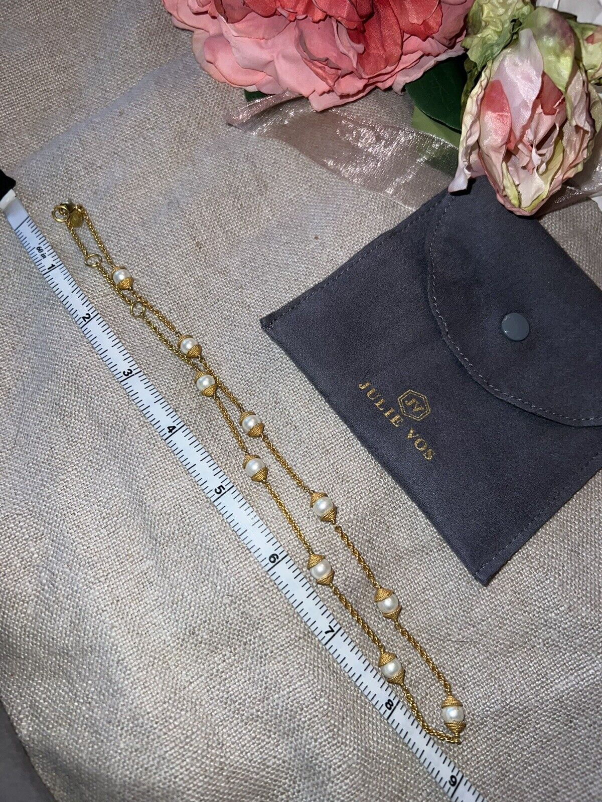 Julie Vos 18” Pearl & 24k Gold Plated Station Necklace