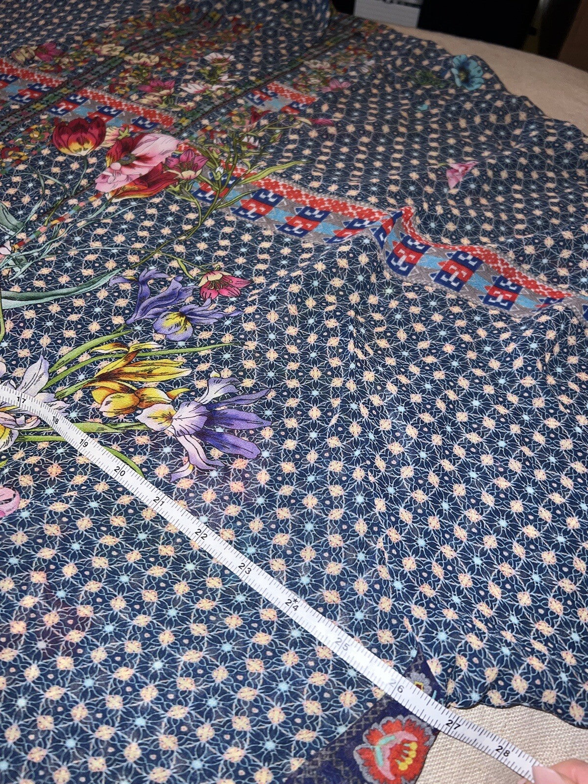 Johnny Was XL 1X 100% Silk Navy Floral Kimono Wrap Cover Up Top Blouse Cool BOHO Johnny Was