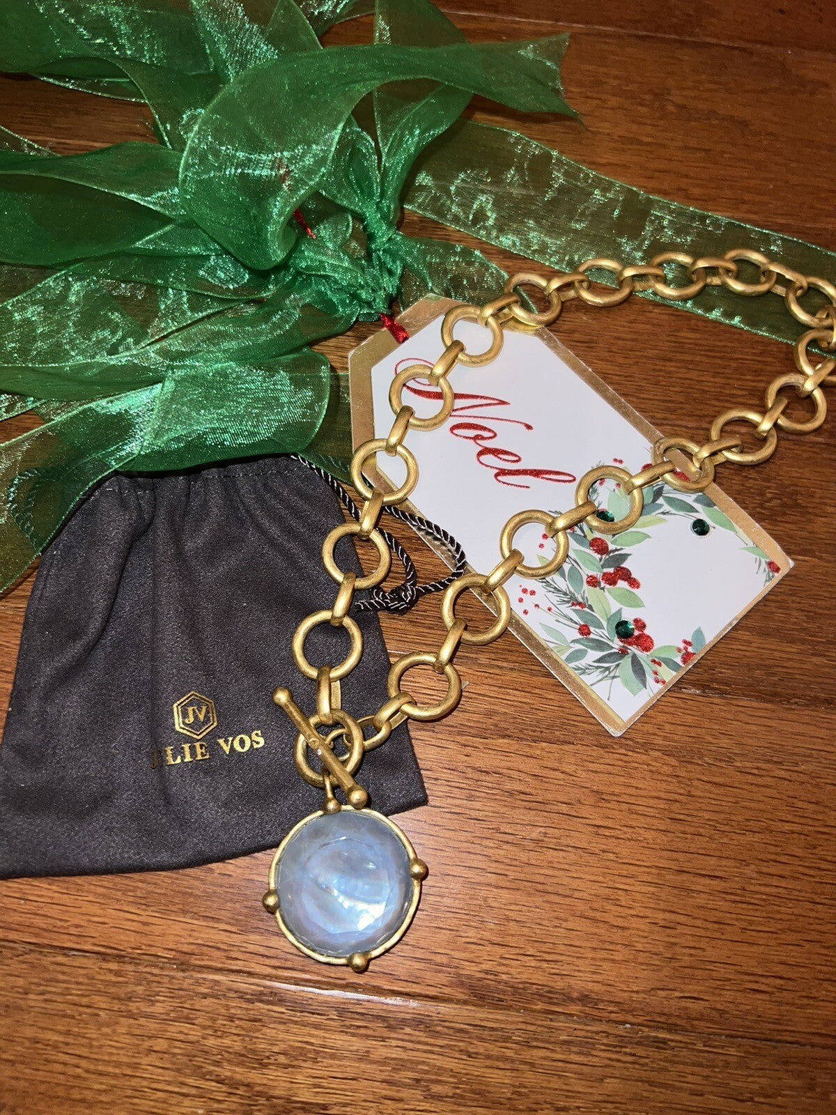 Julie Vos Iridescent Blue Statement Toggle Link Necklace Pendant Bee 19” Julie Vos