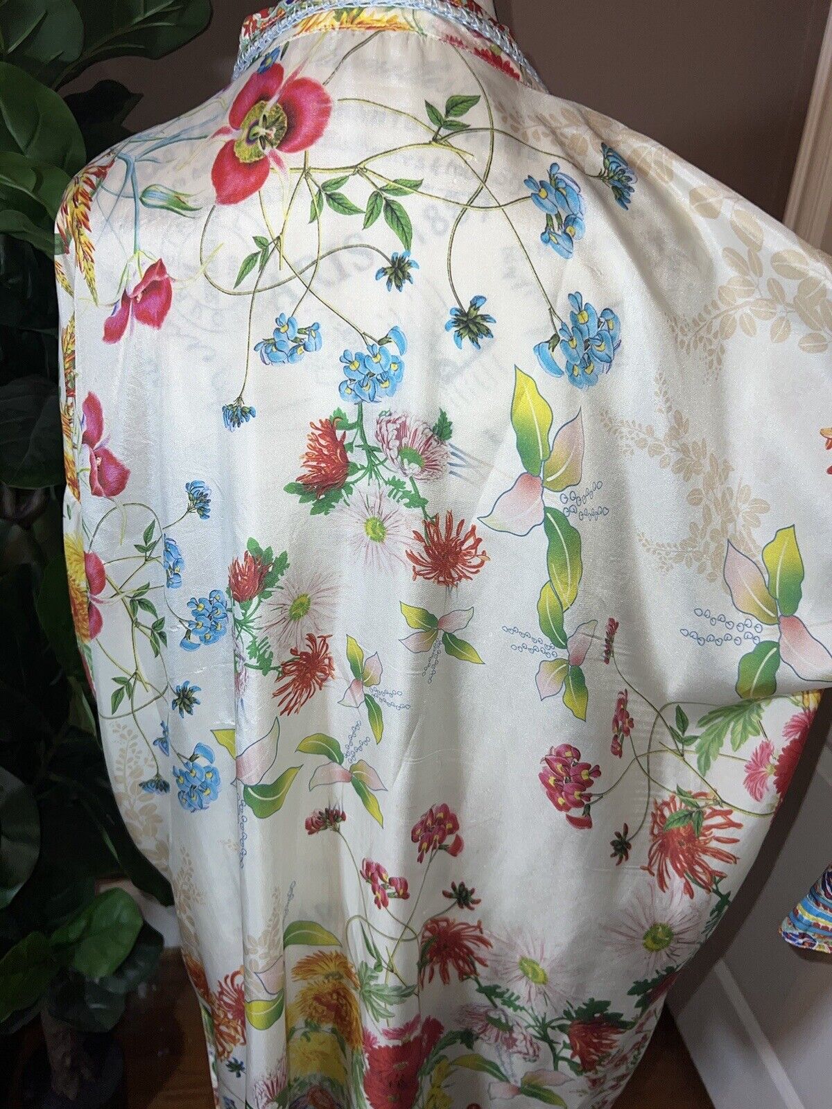 100% Silk Johnny Was Tunic Top XL 1X 1XL Marigolds Mums Kimono Colorful