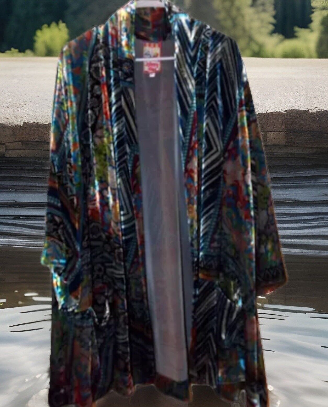 Johnny Was 1X 1XL XL Jewel Tone Velvet Kimono Wrap Jacket Cardigan Pockets