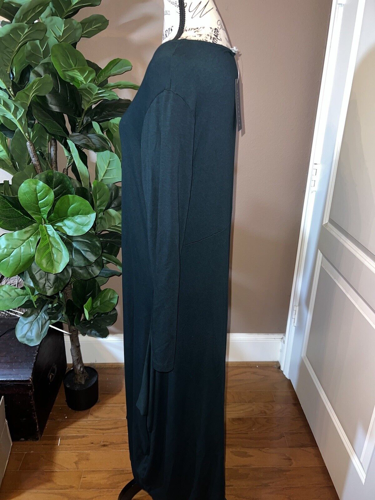 Bryn Walker Green Dolman Sleeve Maxi Dress Batwing L Large  MSRP $198