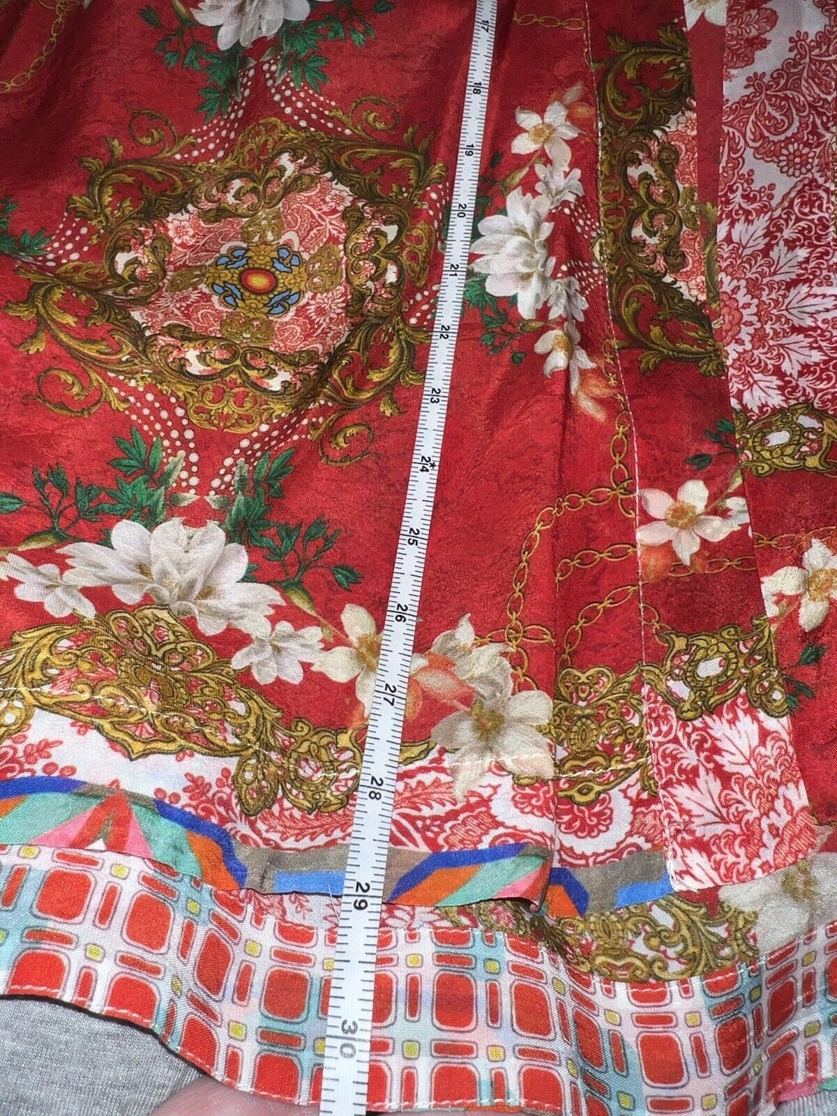 Johnny Was Silky Embroidered Kimono WRAP L Large SPRING Handkerchief Hem