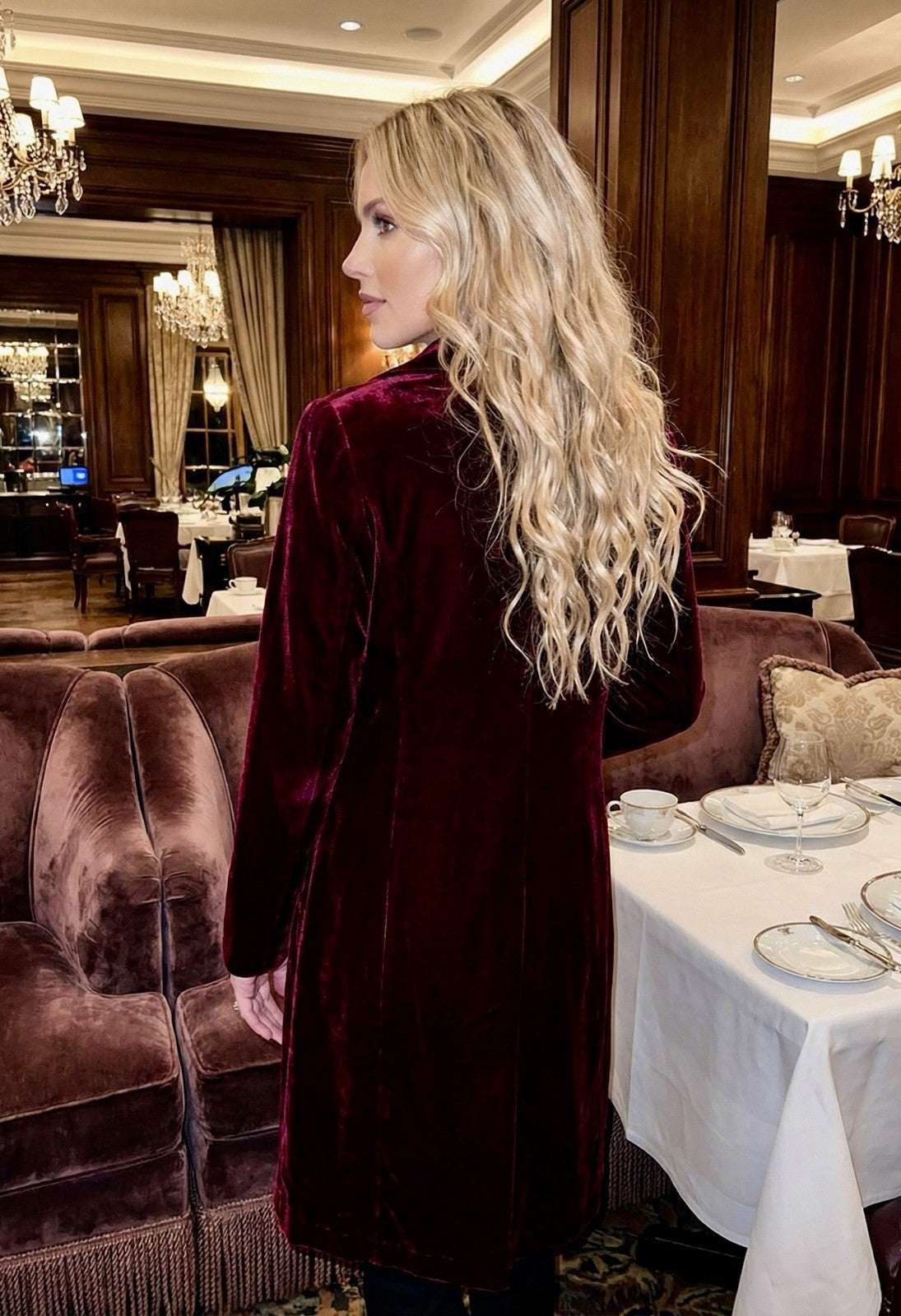 Johnny Was M Medium Red Velvet Tailored Coat Jacket Wrap Dressy & Classic Style Johnny Was