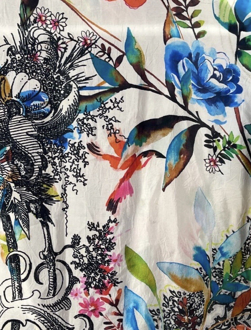 Johnny Was L Silky Kimono Wrap Patchwork Duster Jacket Cool Lightweight BOHO Johnny Was