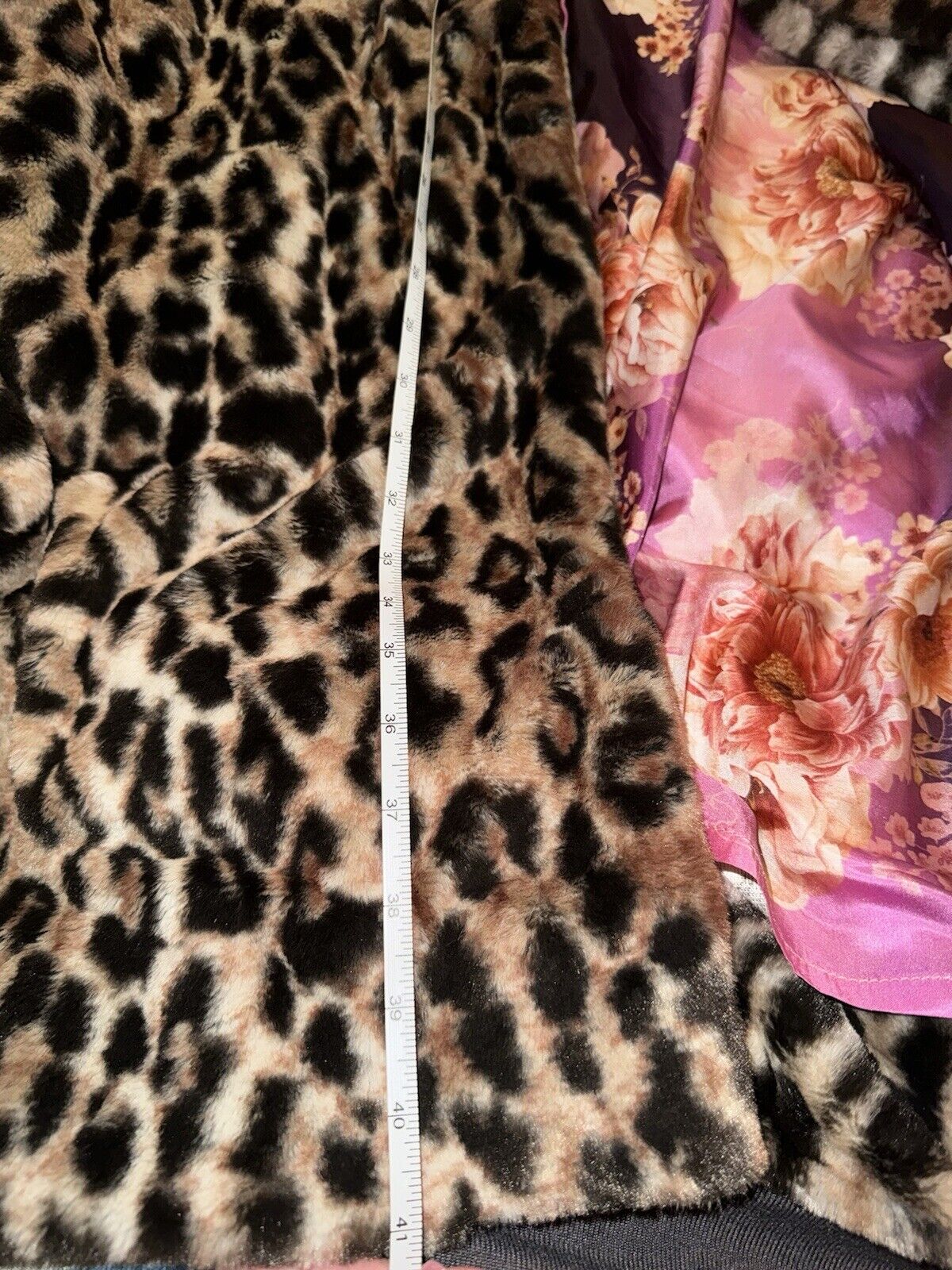 Johnny Was 3X 3XL Faux Fur & Silk Coat Leopard Print Long Length Jacket Wrap