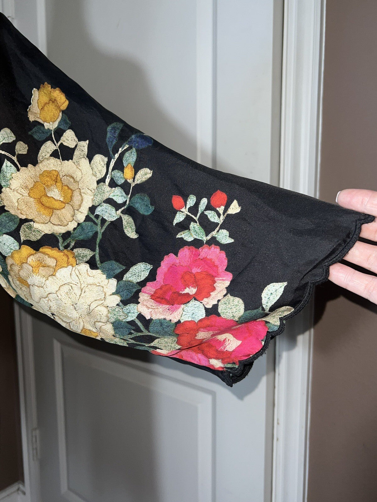 100% Silk Johnny Was Black Tunic Top Or Mini Dress XXL 2X 2XL Birds & Flowers Johnny Was