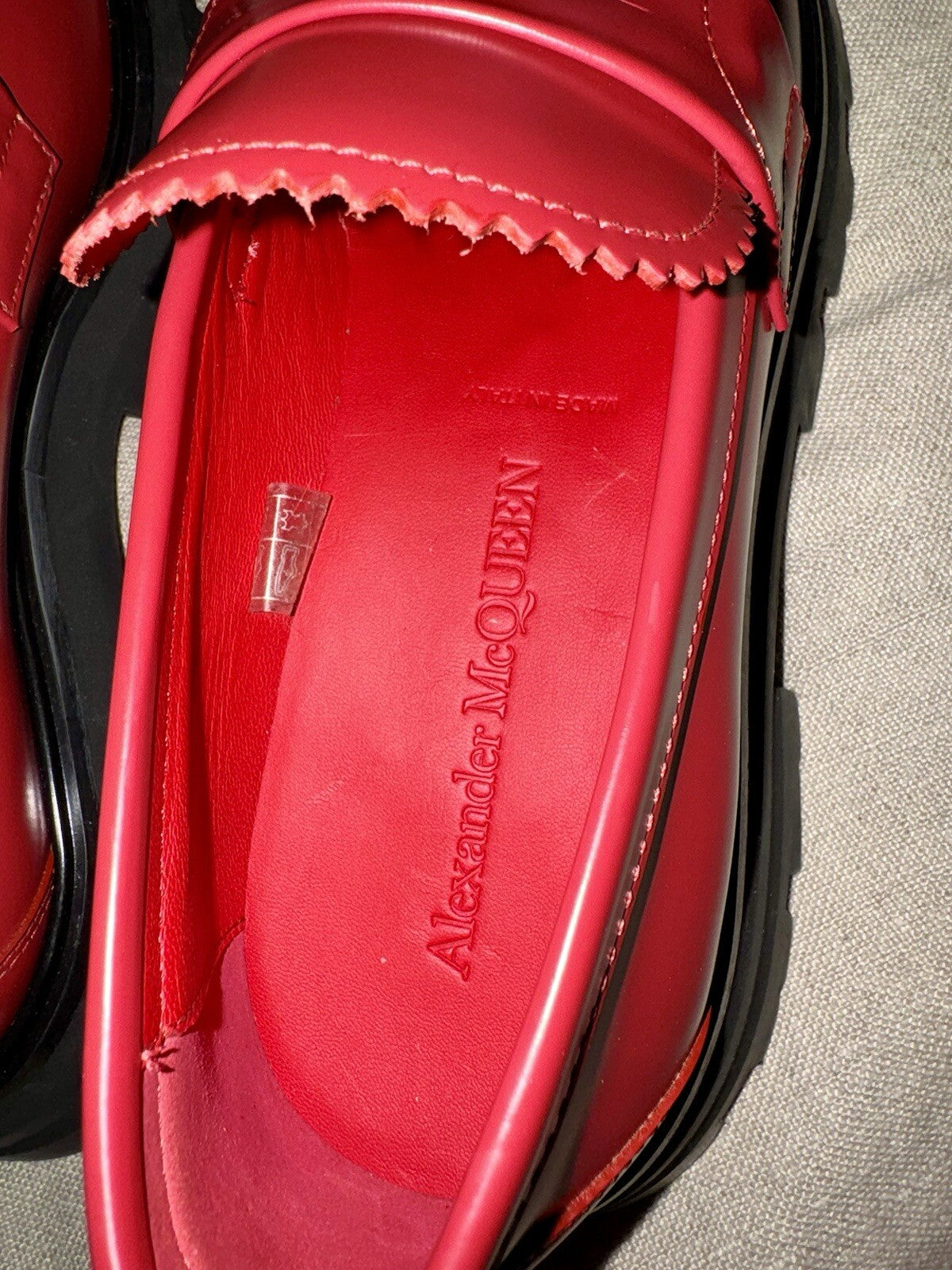 Alexander McQueen Wander Women's Red Leather Platform Loafer Shoes IT 41 / US 11 Alexander McQueen