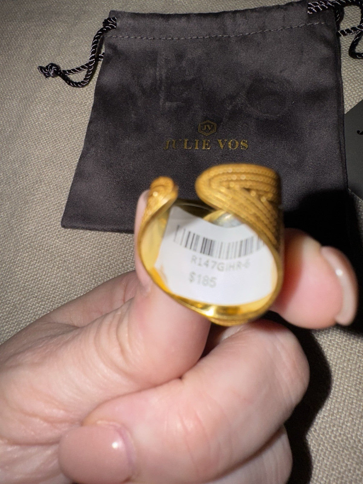 Julie Vos 7 Iridescent Heather Lavender Statement Ring ADJUSTABLE 24K Plated Julie Vos