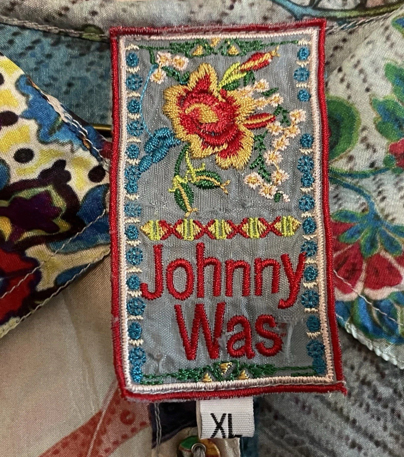 Johnny Was XL 100% Silk Button Up Blouse Long Sleeve Tunic Top Shirt Lightweight Johnny Was
