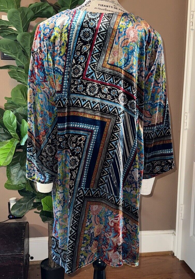 Johnny Was XXL 2X 2XL Velvet Tunic Top Mini Shift Dress Shirt Jewel Tones