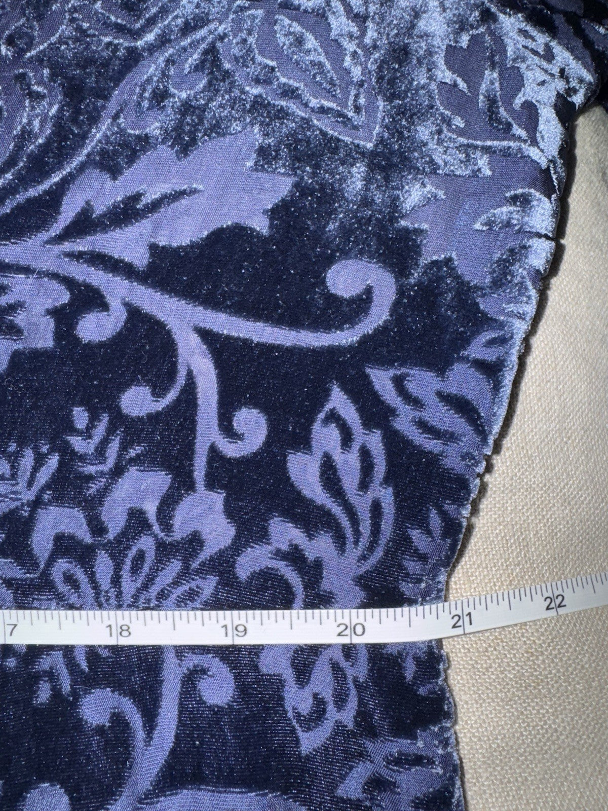 Johnny Was XL Midnight Blue Velvet Burnout Shift MIDI Dress Lightweight Johnny Was