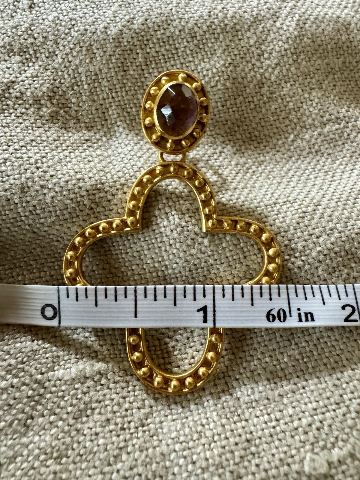 Julie Vos Plum Wine Purple Cross Statement Earrings 24k Gold Plated RETIRED Julie Vos