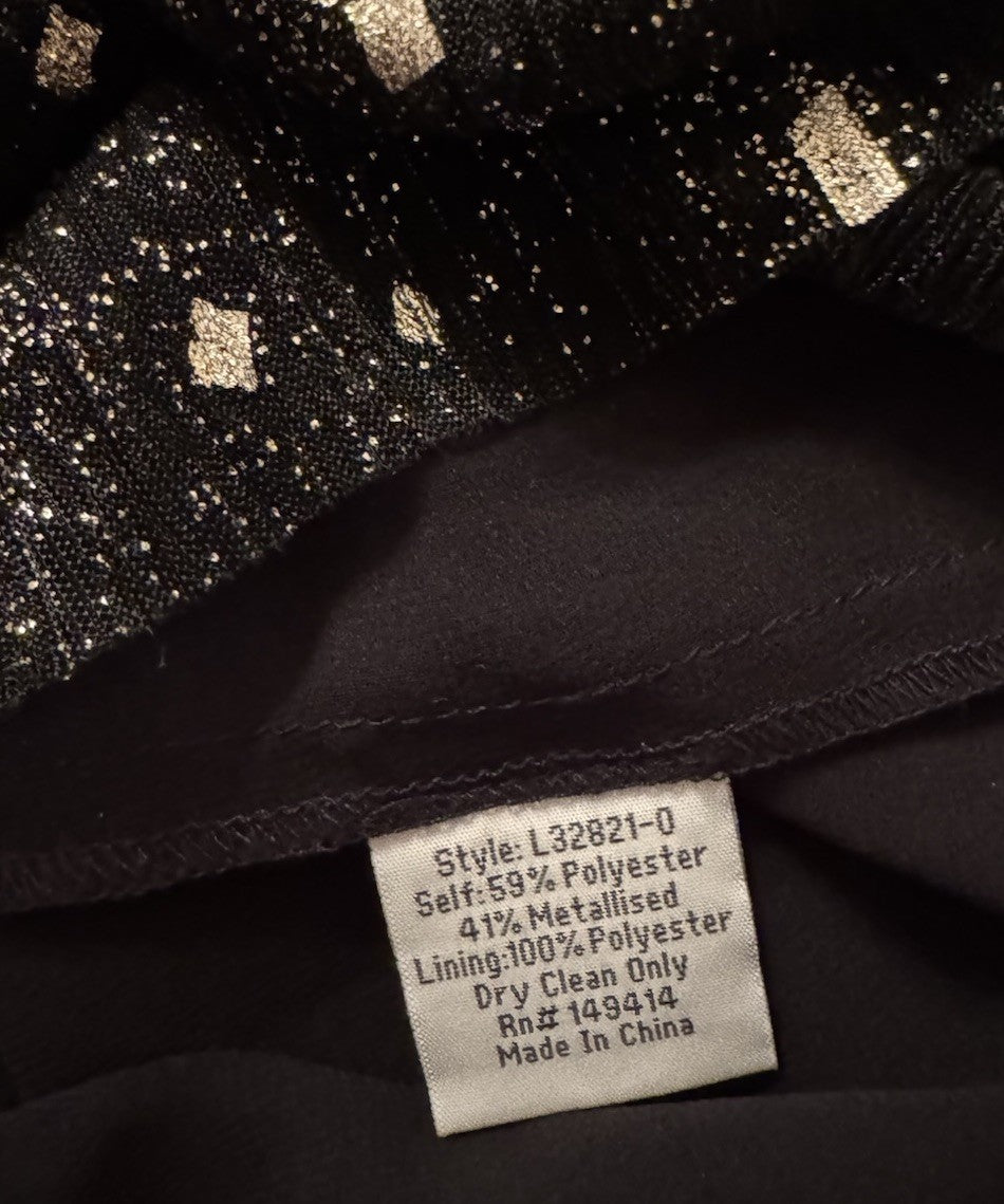 Johnny Was L Black & Gold Long Maxi Party Dress Sleeveless Pair W/ Kimono Johnny Was