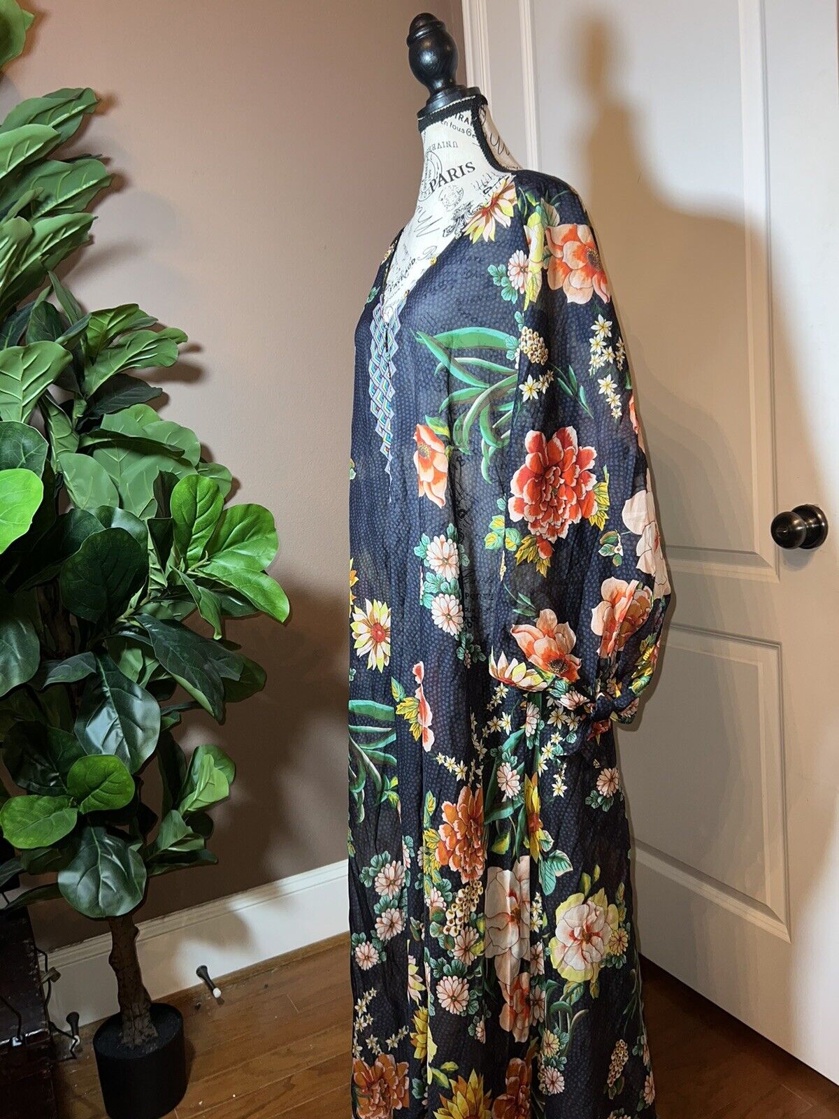 Johnny Was 1XL 1X XL Maxi Dress Cover Up Lightweight Floral Pattern