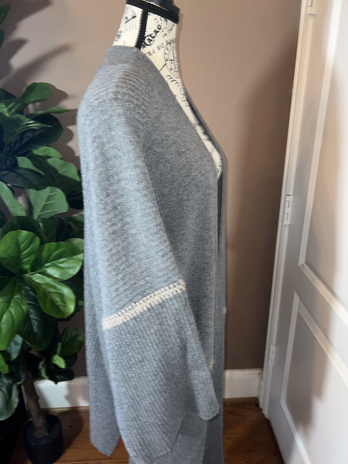 Johnny Was Soft Grey Cashmere Long Kimono Cardigan Wrap Duster XL 1X