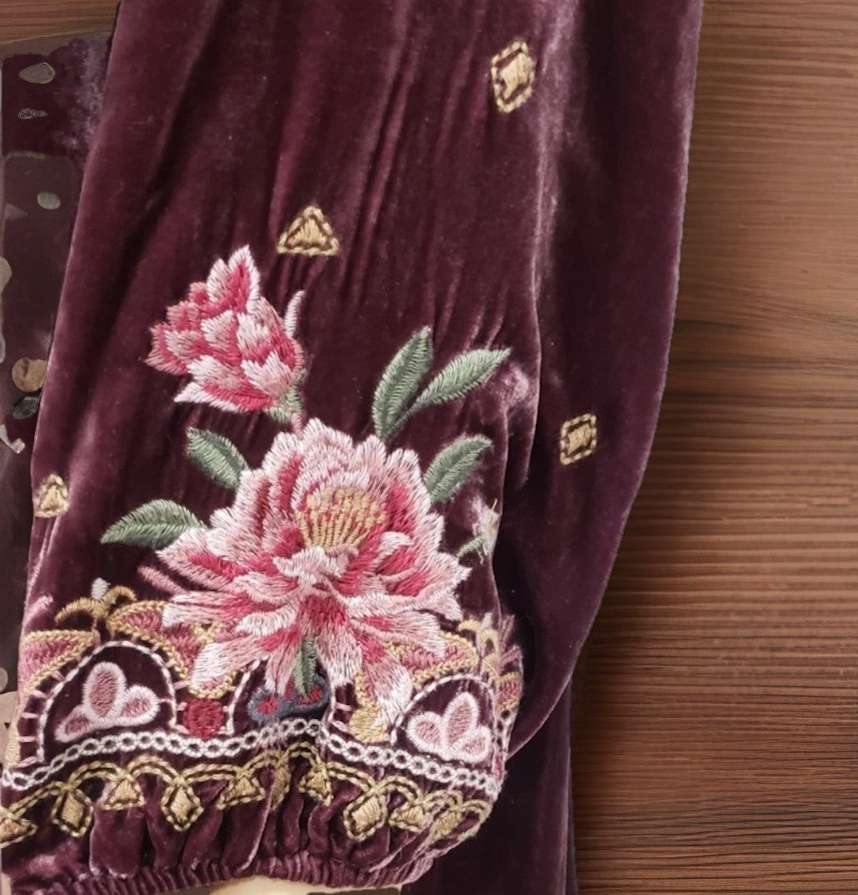 Johnny Was 1X Plus Burgundy Velvet Mini Shift Dress Peasant Tunic Embroidery Johnny Was