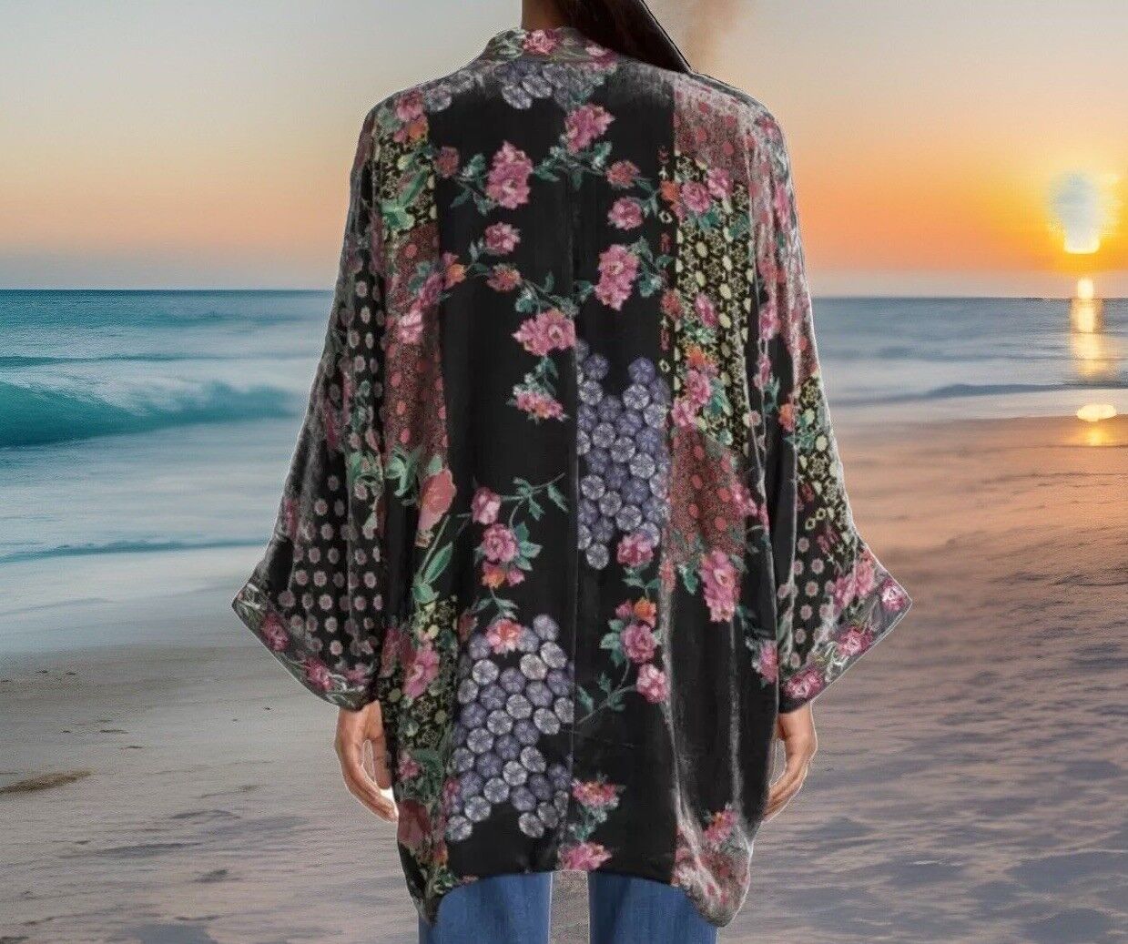 Johnny Was Rose Burnout Talullah Jacket Coat Kimono XL Reversible Retail$618