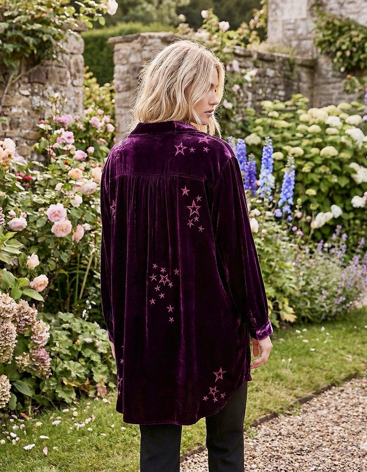 Johnny Was 1X Burgundy Wine Velvet Embroidery Shirt Peplum Top Button Babydoll Johnny Was