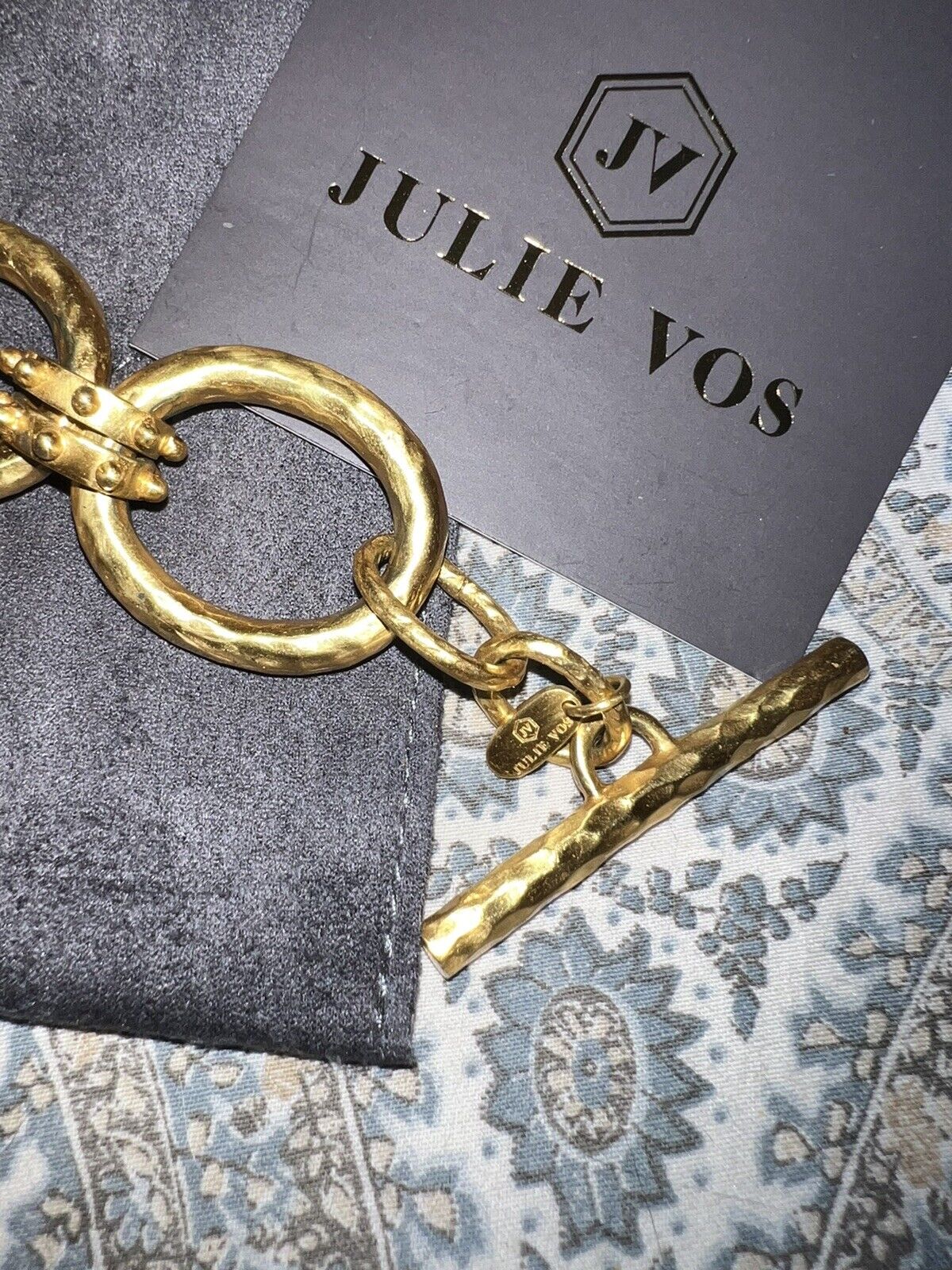 NEW Julie Vos SoHo 8.5” Toggle Link Bracelet 24k Gold Plated NWOT