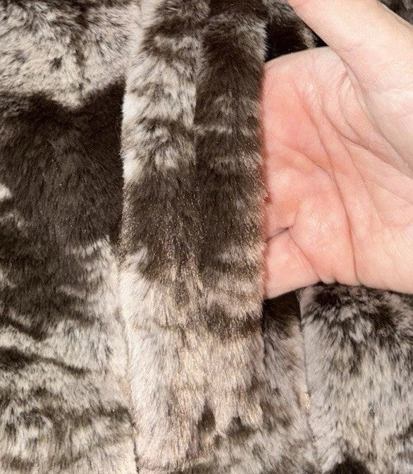 Johnny Was XL Black & Grey Faux Fur Coat Jacket Silk Lining Pockets Soft Johnny Was