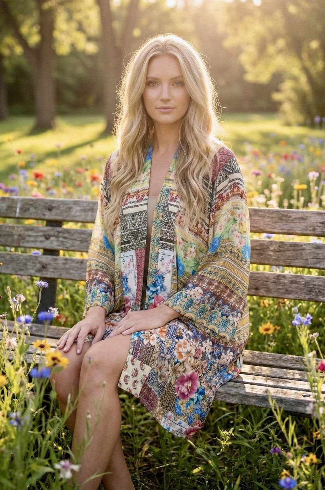 Johnny Was XL Patchwork Floral Kimono Cardigan Soft & Flowy Wrap Jacket Top Johnny Was