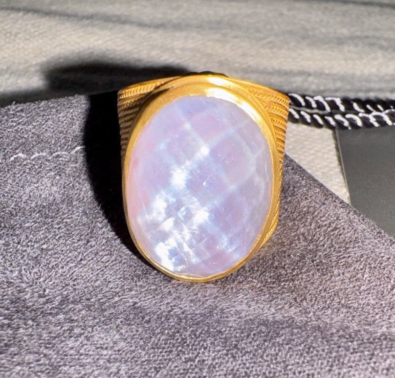 Julie Vos 8 Iridescent Heather Lavender Statement Ring ADJUSTABLE 24K Plated Julie Vos