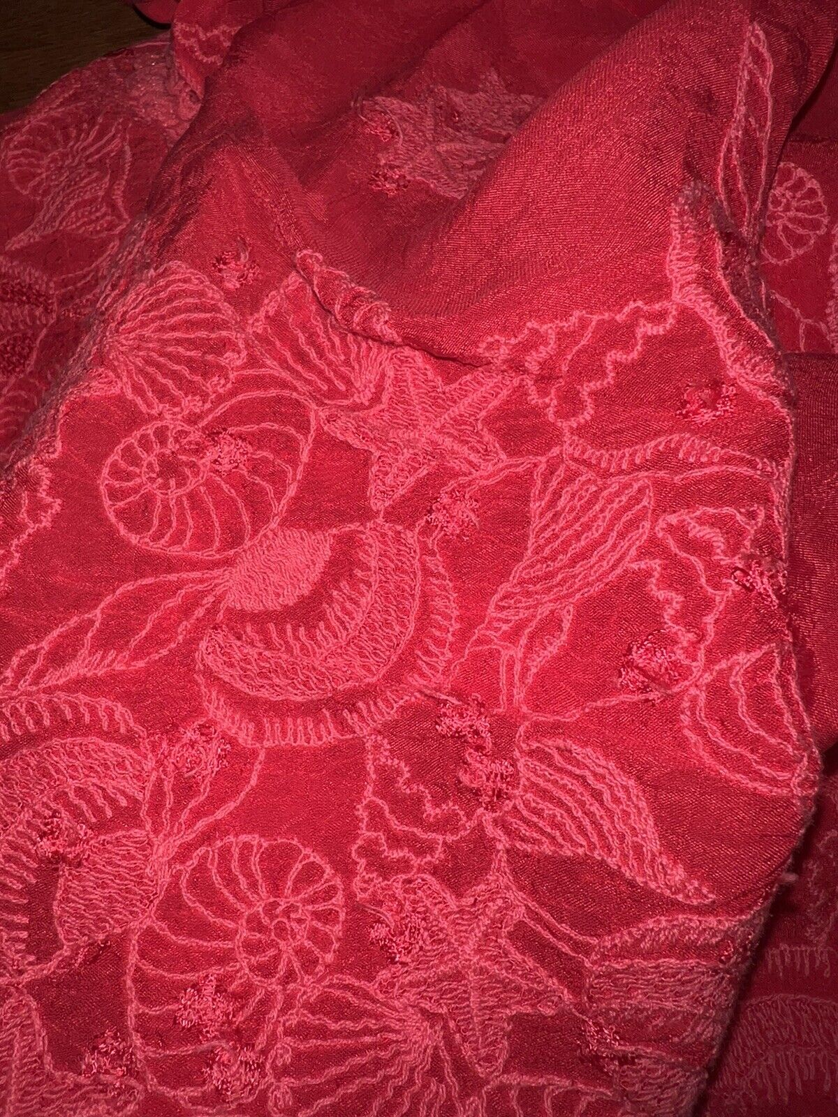 Johnny Was O/S Long Kimono Wrap Dress Cover Up Red Raspberry Embroidered