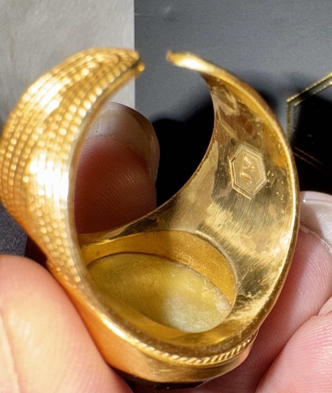 Julie Vos Iridescent Peacock Blue Statement Ring Sz 9 ADJUSTABLE 24k Gold Plate Julie Vos