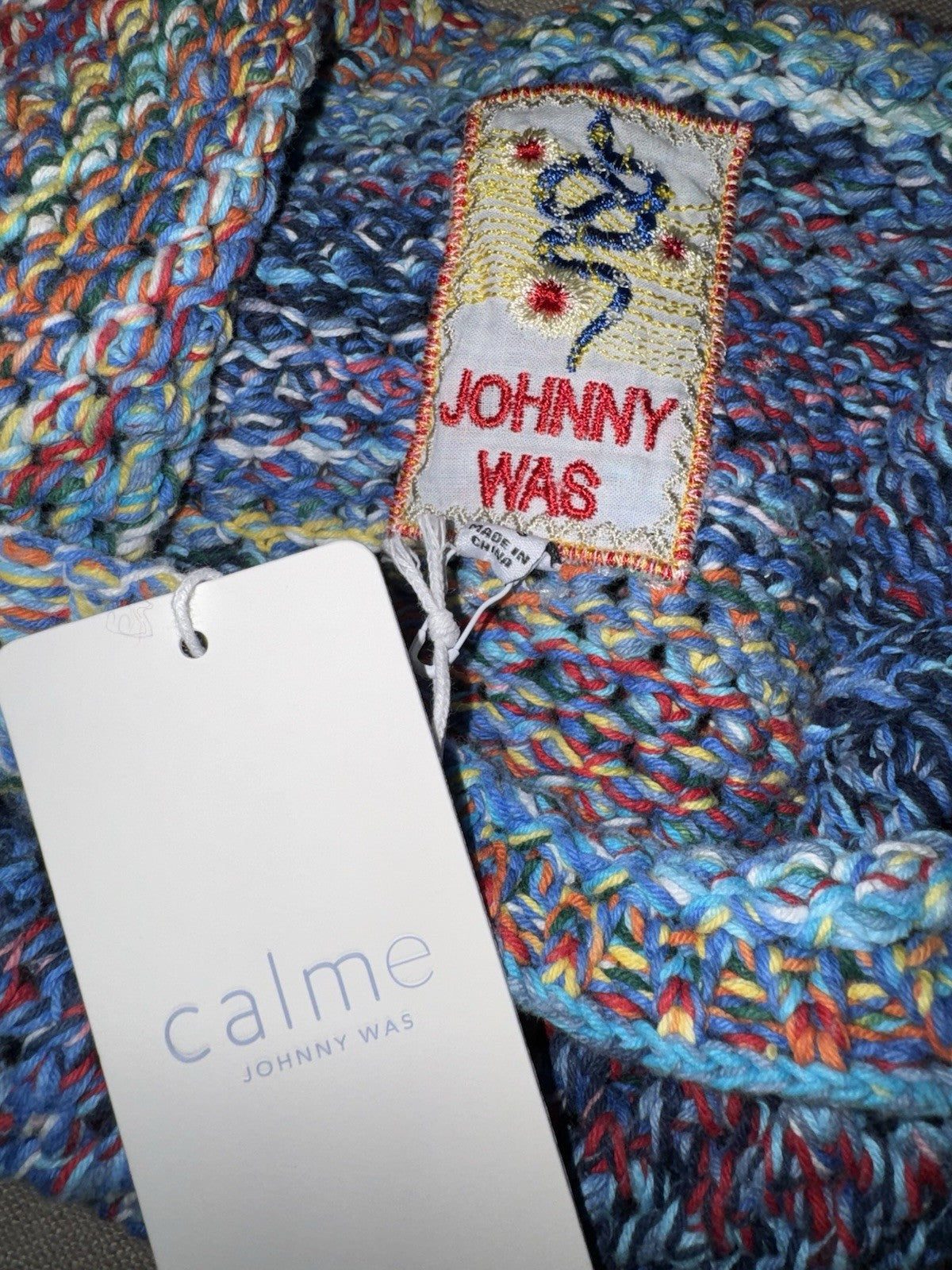 Johnny Was Multicolor Sling Bag Crochet Slouch Hobo Tote Purse Crossbody Johnny Was