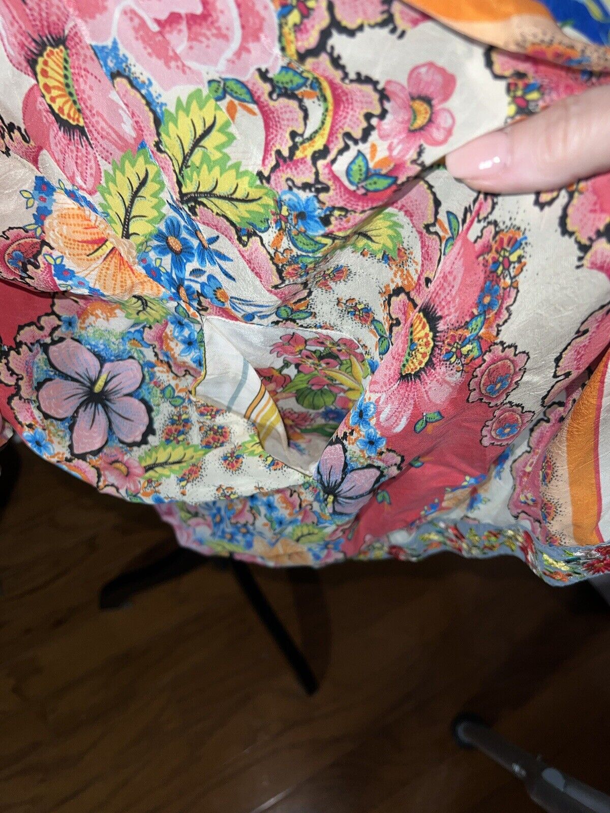 Johnny Was Sz 2X XXL Silky Kimono W/ Embroidery & Flowers Pockets