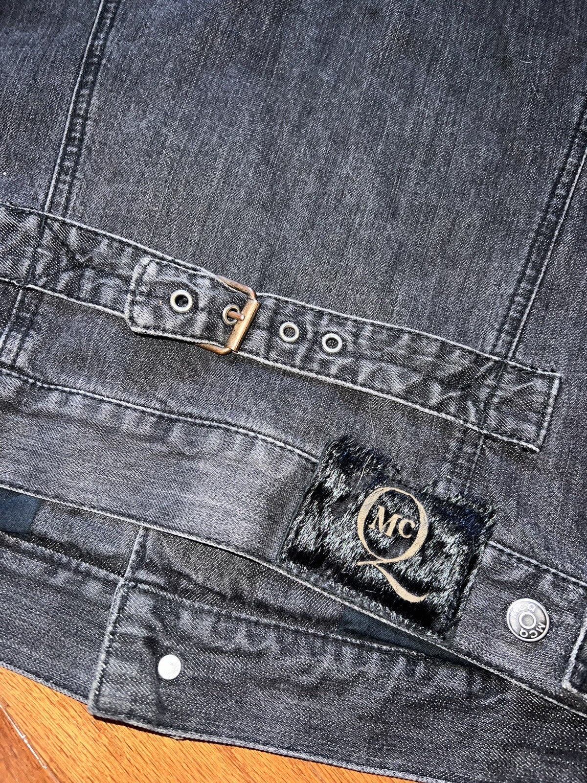 Alexander McQueen L Black Denim Trucker Jacket Coat Men/Women Italy 52 Authentic Alexander McQueen