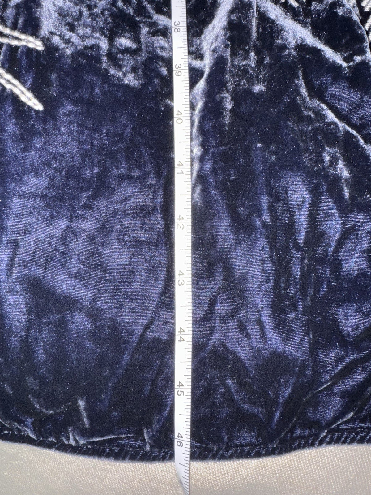 JOHNNY WAS L Dark Midnight Blue Velvet Midi Dress Tiered Embroidered Maxi Johnny Was