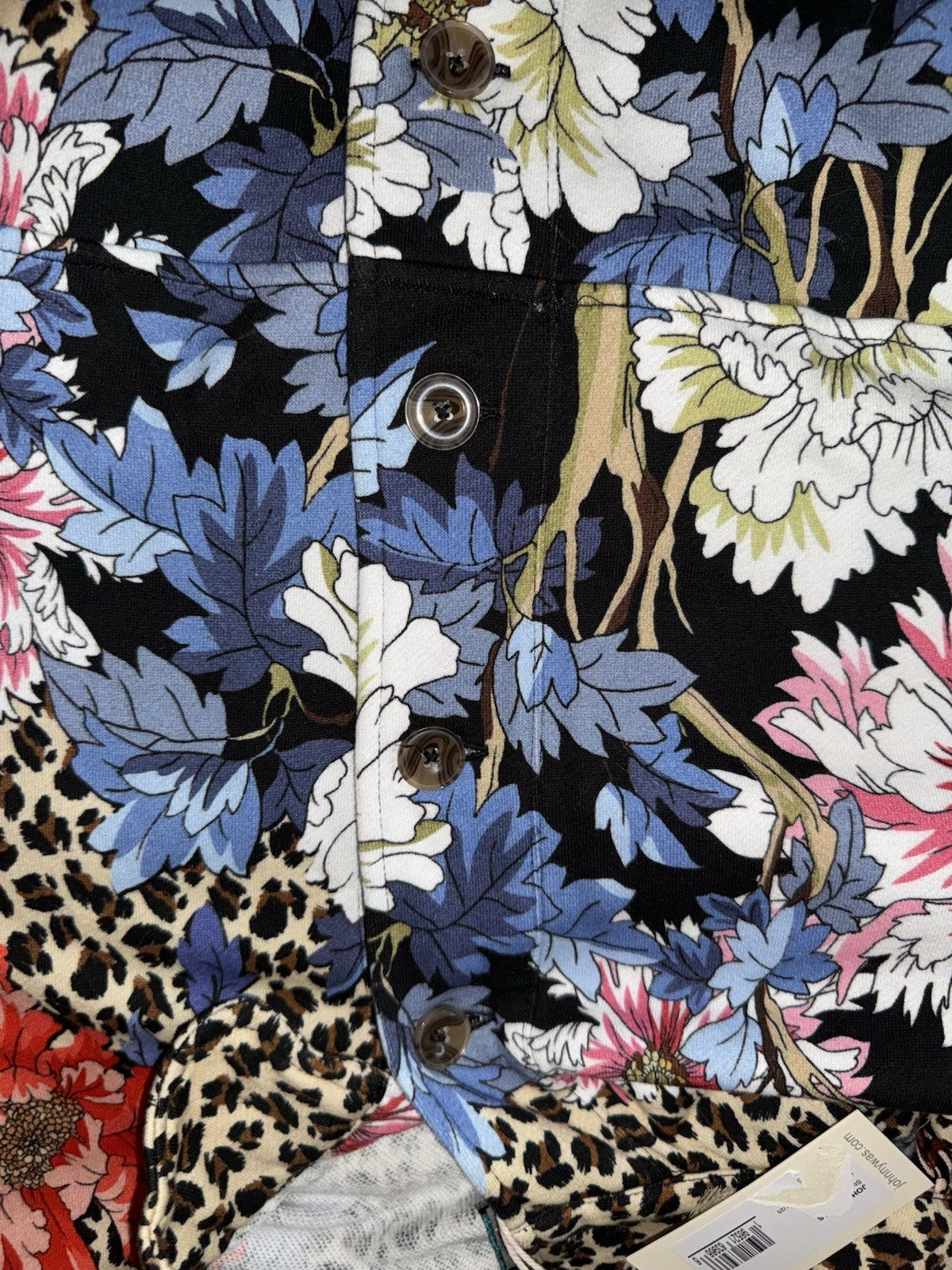 Johnny Was S Military Jacket Coat Animal Print & Floral Button Up Soft Johnny Was