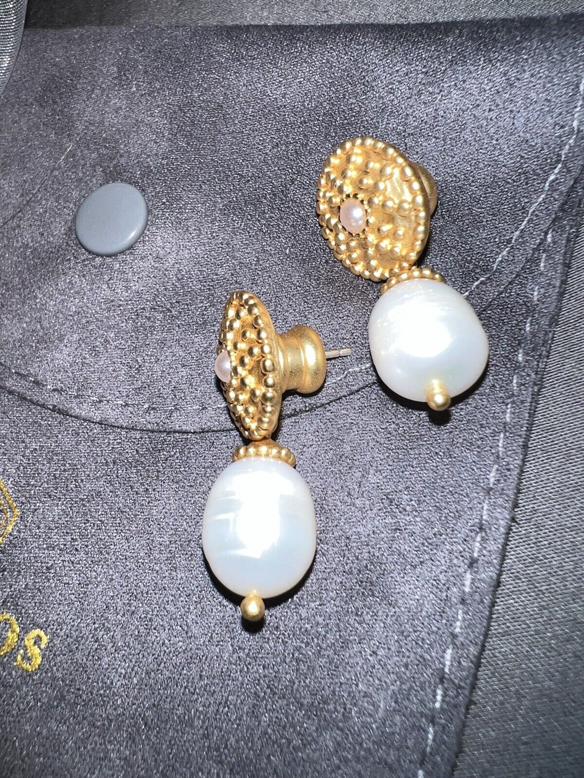 Julie Vos Real Pearl And 24k Gold Earrings Dangle Drop