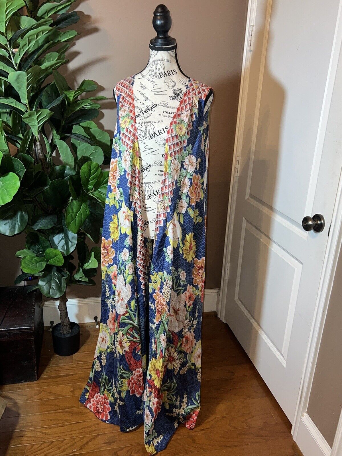 NEW Johnny Was 100% Silk Sz L Large Sleeveless Maxi Wrap Dress Long Flowy NWOT